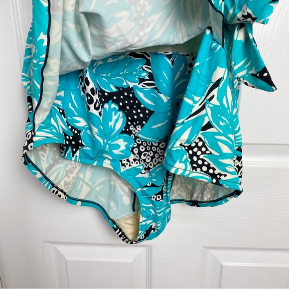 Maxine of Hollywood One-Piece Skirted Swimsuit in Blue Floral Print - Picture 6 of 10